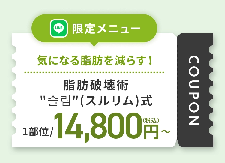 脂肪破壊術'슬림'(スルリム)式で気になる脂肪をサクッ！と減らす LINE友だち追加限定1部位