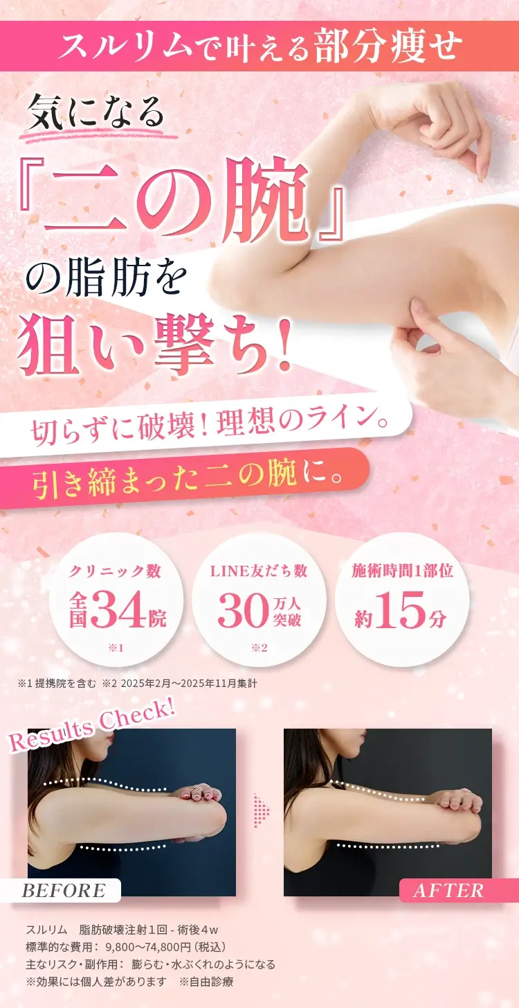 ＂スルリムで叶える部分痩せ 気になる二の腕の脂肪を狙い撃ち！