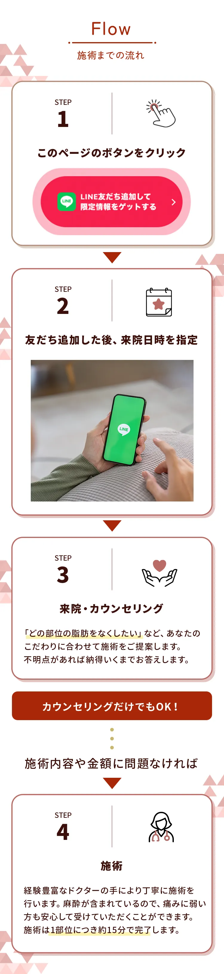 LINEで簡単カウンセリング予約から施術まで