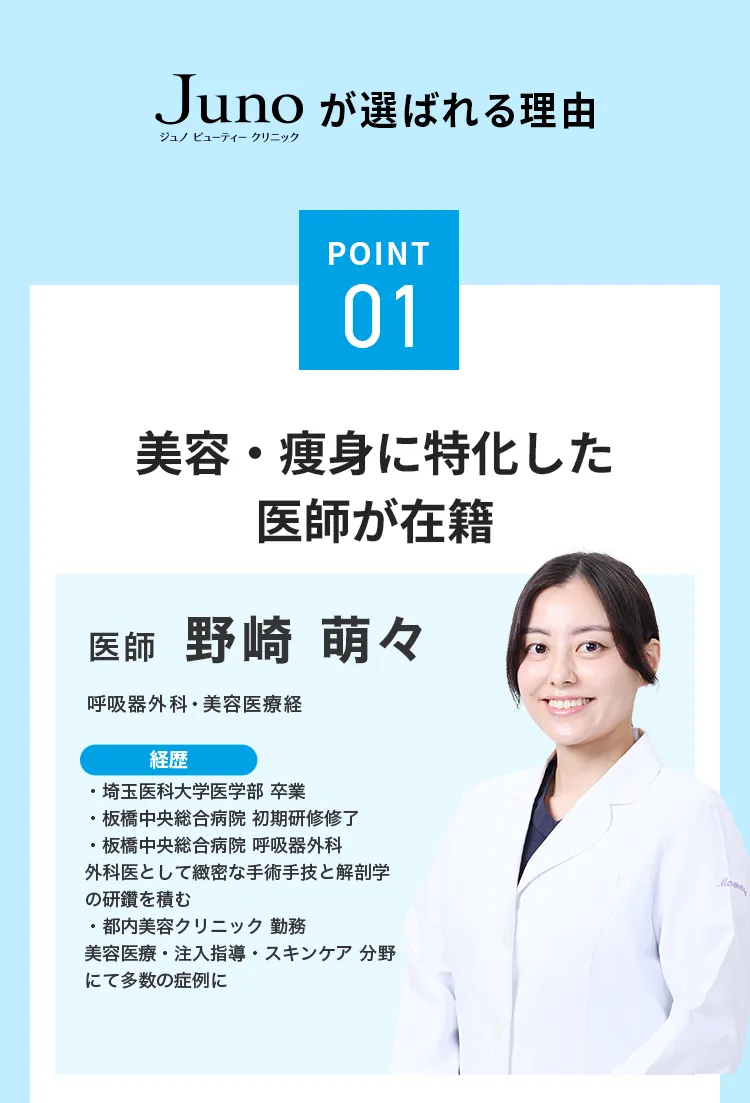 point01 美容・痩身に特化した専門医が在籍