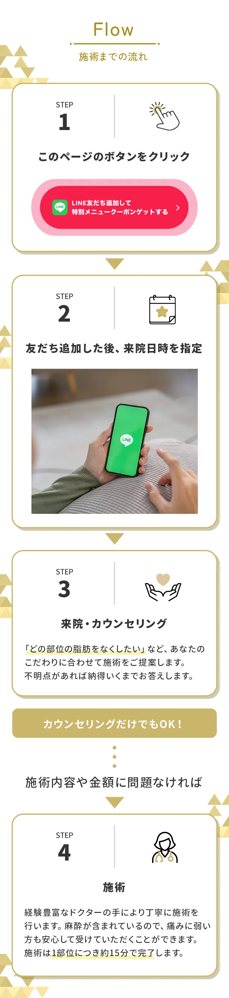 LINEで簡単カウンセリング予約から施術まで