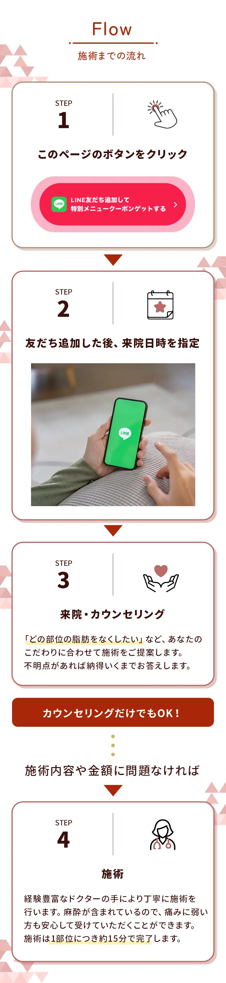 LINEで簡単カウンセリング予約から施術まで