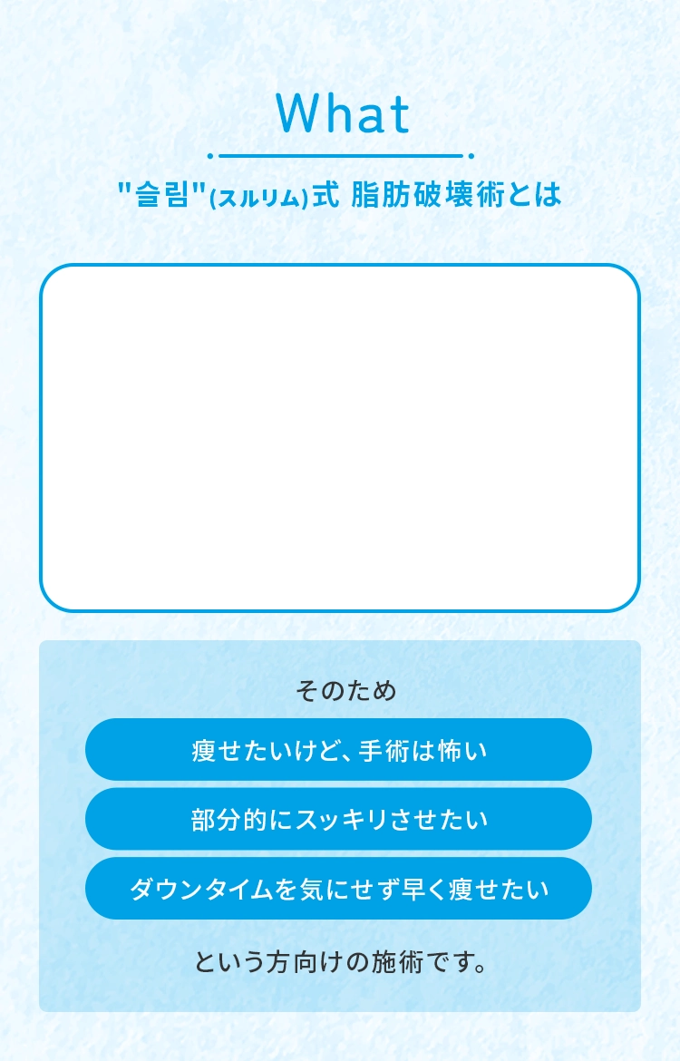 ＂슬림＂（スルリム）式 脂肪破壊術とは