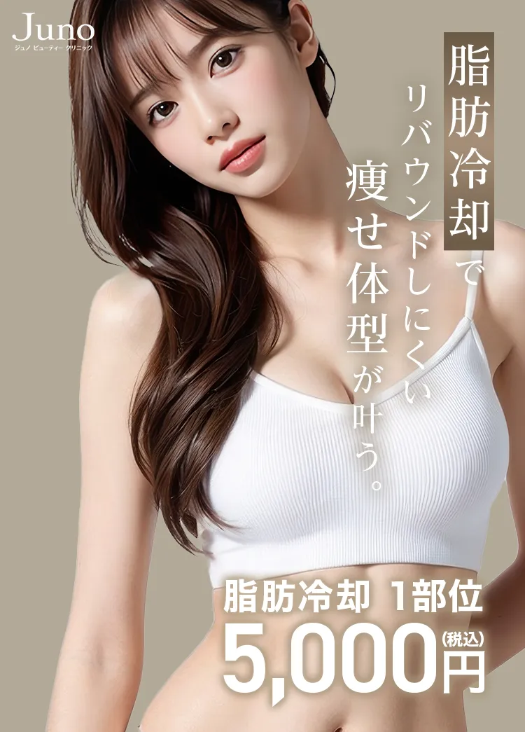 脂肪冷却でリバウンドしにくい痩せ体型が叶う。 脂肪冷却 1部位 5,000円（税込）