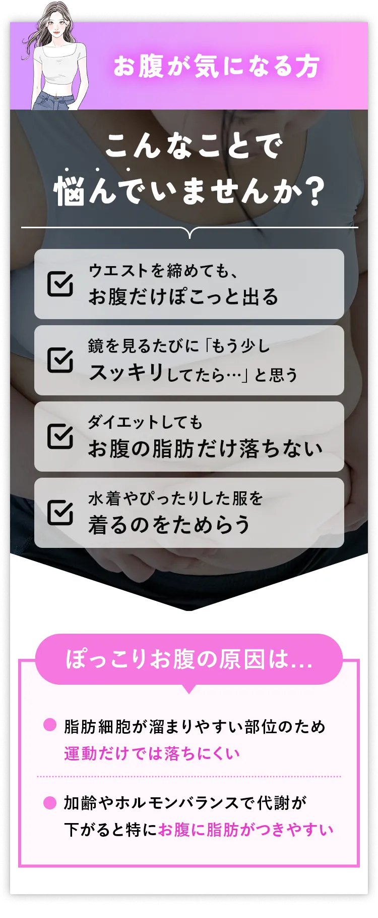 くびれのある引き締まったお腹に！