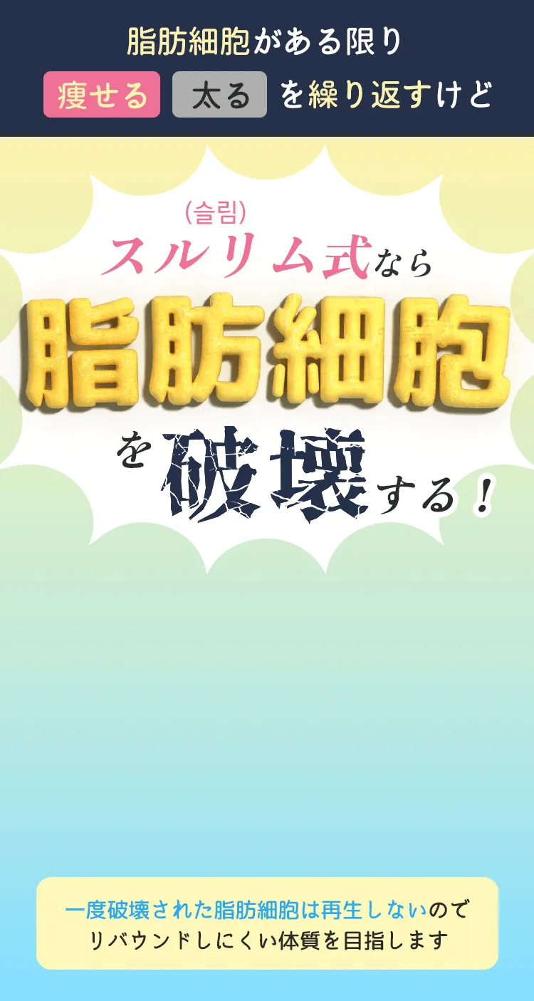 ＂슬림＂（スルリム）式なら脂肪細胞を破壊する！